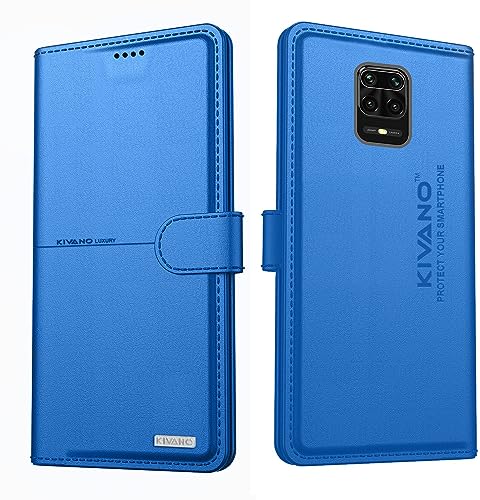 Image of KIVANO Compatible with Xiaomi Redmi Note 9 Pro /Redmi Note 9 Pro Max /Redmi 10 Lite /Redmi Note 10 Lite /Poco M2 Pro Flip Cover | Leather Finish | Inside Pockets & Inbuilt Stand Light Blue