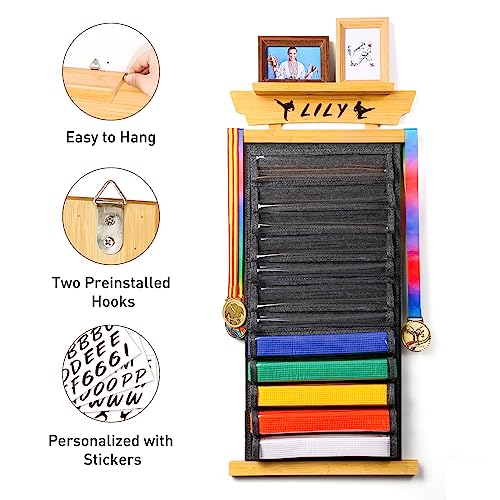 Tilhumt 12 Belts Karate Belt Display Rack With Photo Shelf, Felt Taekwondo Belt Display Holder Martial Arts Belt Display For Kids And Adults Tkd, Bjj, Kungfu #TOP3
