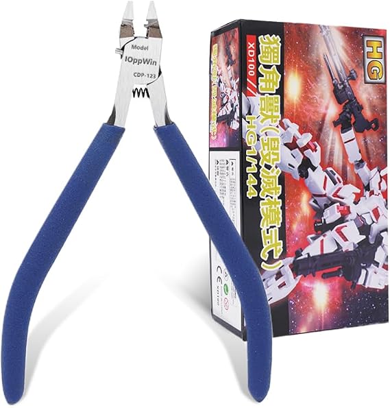 Precision Model Nippers - Ultra-Thin Single Blade Flush Cut Sprue Cutters for Plastic Model Kits, Hobby Building Tools - 4.7 Inch Professional Grade