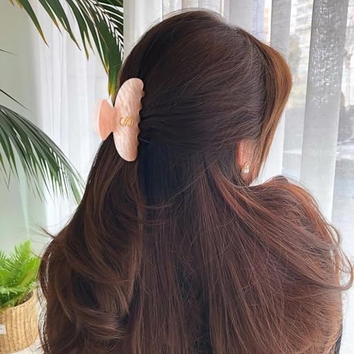 Image of LILIE&WHITE Acrylic Letter Hair Clips For Women Stylish E Monogram Hair Claw Alphabet Hair Clip Fashion Glitter Claw Clips Elegant And Durable Hair Accessory Large Hair Clips Pink E