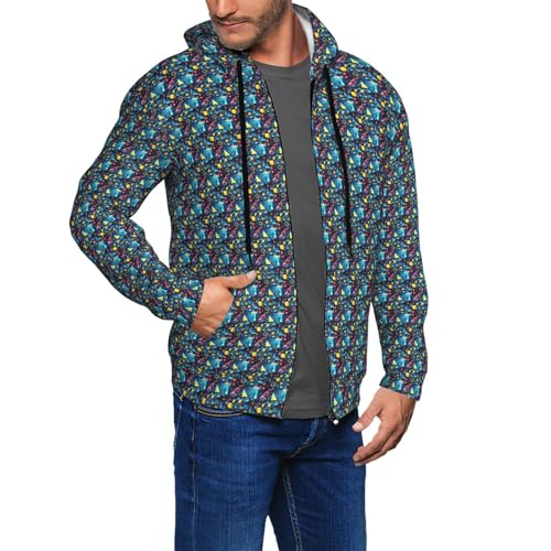 KLJnmbb Sudadera con capucha para hombre con estampado abstracto de ciencia química, para interiores, casual, al aire libre, gimnasio, viajes, con bolsillos, Negro, M