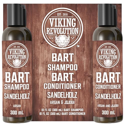 Viking Revolution Bart Shampoo & Conditioner Set - Erweicht, Glättet & Stärkt den Bartwuchs - Natürlicher Sandelholzduft - Geschenke Für Männer - 2 x 300 ml