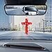 HZEL Bling Car Hanging Ornament, Cross Crystal Rhinestone Vehicle Rear View Mirror Pendant, Diamond Religious Rearview Mirror Decoration Charm, Universal Automotive Interior Accessories (Red)