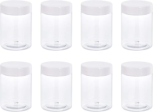 Miniatura 6 de uxcell Tarros redondos de plástico con tapa superior de rosca blanca, recipientes vacíos transparentes de boca ancha de 3 onzas  2.7 fl oz para
