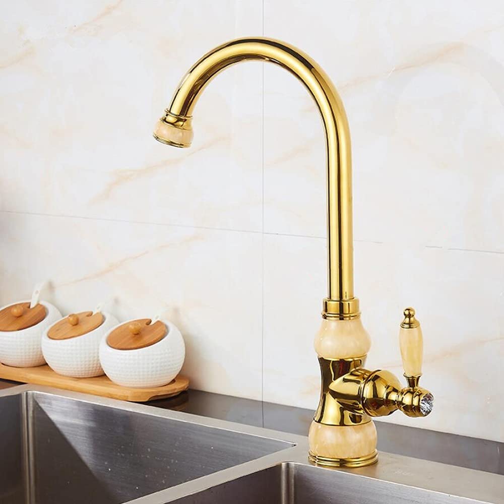 Robinet de cuisine laiton dore Model 3 mitigeur pivotant avec jade