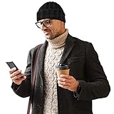 TINKUY Peru Alpaca Wool Men's & Women's Warm Soft - Cuffed Slouchy - Beanie Hat, Unisex, One Size, Black