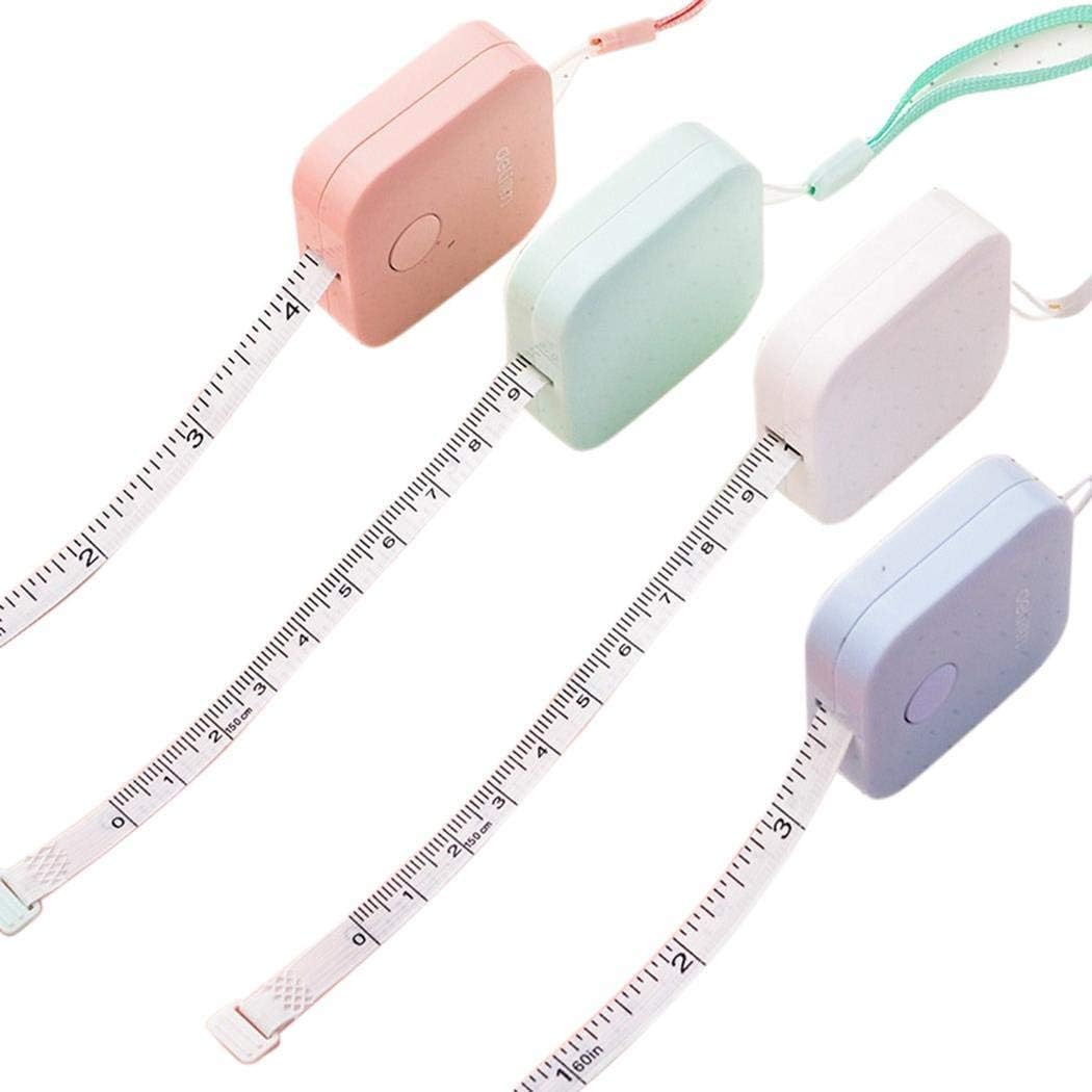 DIVISTAR Soft Tape Measure, 60 inch/1.5m, Push Button Tape, Body Measuring Retractable for Sewing Double-Sided Tailor Cloth Ruler, for People on Diet, 1 pc Random Color