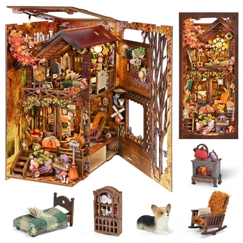 TOYQI Book Nook Kit, Book Nook Kits for Adults, DIY Miniature Dollhouse Kit 3D Wooden Puzzle...