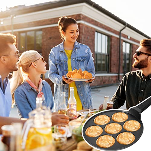Cainfy Pancake Pan Maker Nonstick Induction Compatible, 10.5 Inch Mini Non Stick Silver Dollar Grill Blini Griddle Crepe Pan,7 Molds Cake Egg Cooker Skillet For Kids Gifts,100% Pfoa Free Coating #TOP6