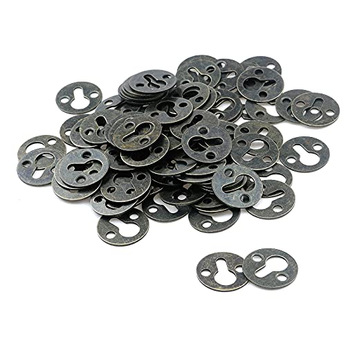 Antrader Metal Round Type Keyhole Shelf Brackets Hangers for Picture Frame Hanging with Screws, Pack of 48