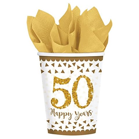 Amscan 50th Anniversary Sparkling Paper Cups Cover