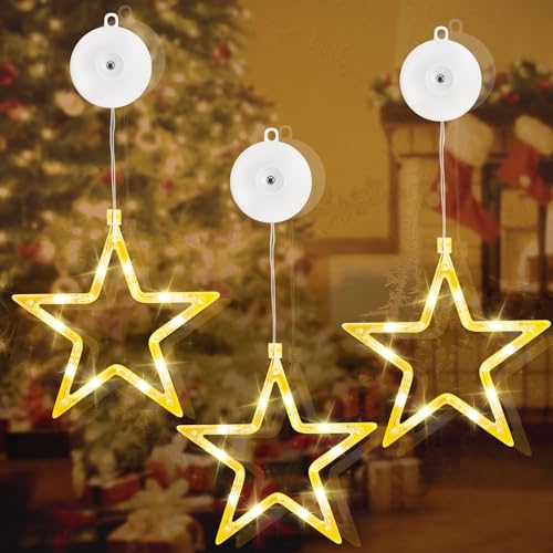 sylvwin LED Sterne Weihnachtsdeko Fenster 3 Stück,10 LED...