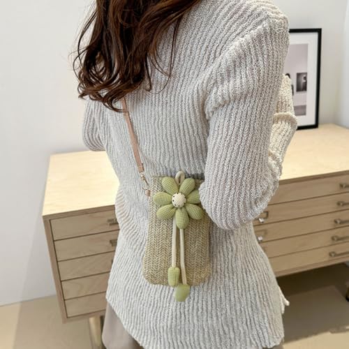 Women Straw Bag Handwoven Shoulder Bag Female Casual Crossbody Bag Beach Bag Small Straw Phone Case Shopping Dating Bag3