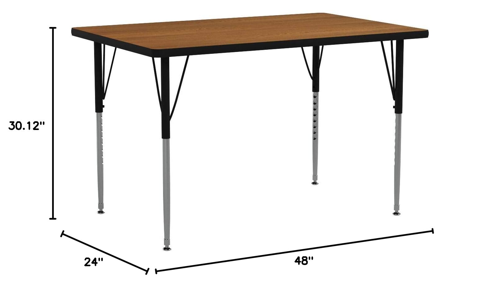 Condition photo showing New/Like New for flash furniture 30”w x 48''l reversible rectangular oak thermal laminate activity table - standard height adjustable legs