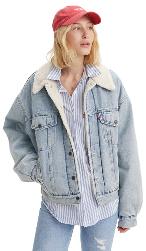 Levi's Jeansjacke Sherpa Trucker Damen Gr. L – Morning Sunlight