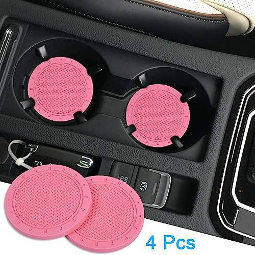 Portavasos universal para auto 4 unidades en PVC rosa miniatura 2