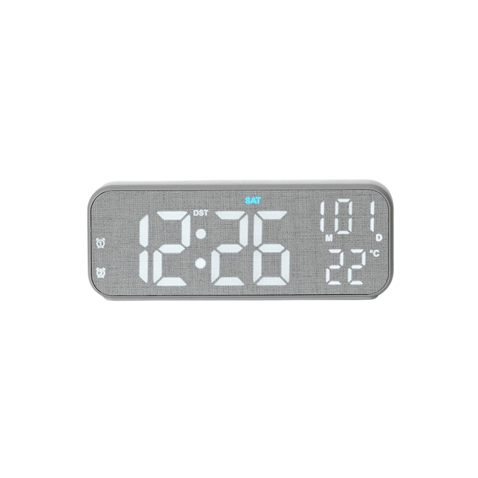 KAHDGSS Fabric/Wood Grains Multifunctional Digital Alarm Clock with Quiet Mechanism Temperature Display Ambients Lighting Quiet Alarm Clock