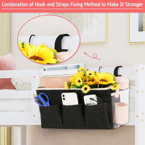 Image of Loghot Bedside Caddy /Bedside Storage Bag Hanging Organizer for Bunk and Hospital Beds,Dorm Rooms Bed Rails,Can be Placed Glasses,Books,Mobile Phones,Keys (New Black)