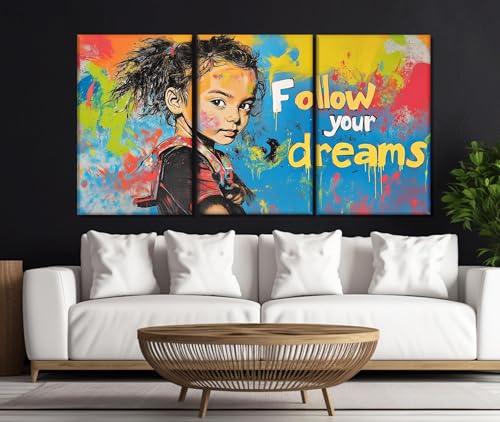 Impression sur toile street art Suivez vos rêves 20x30 cm sans cadre pour salon