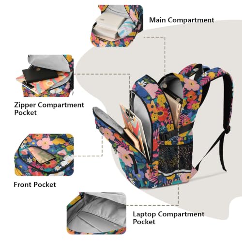 Mochila para libros escolares pesados y viajes con diseño ergonómico de margaritas 5