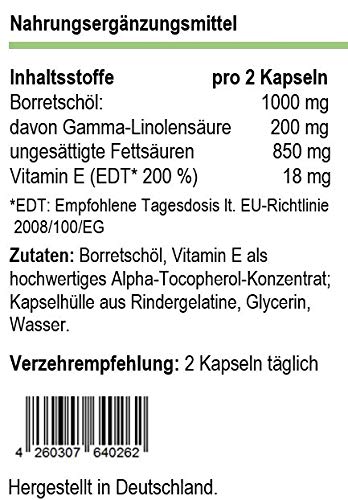 Borretschöl Kapseln von Medicus Institut Sinavita – 20% Gamma-Linolensäure, 160 Kapseln