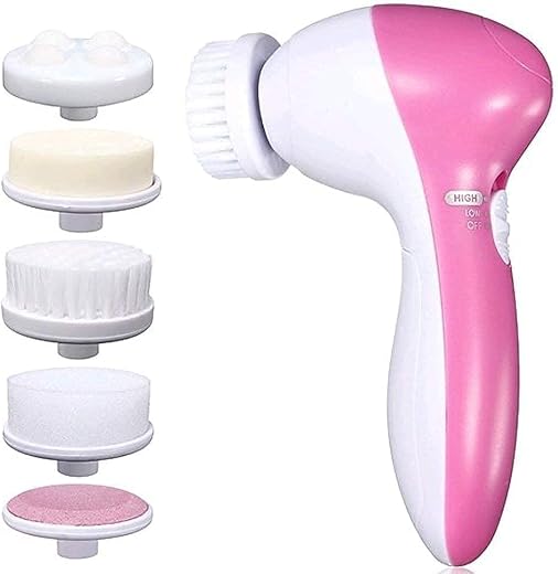 PIARA 5 in 1 Massager Face Facial Exfoliator Massager Electric Massage Machine Face Care Cleanser Kit For Smoothing Body B...