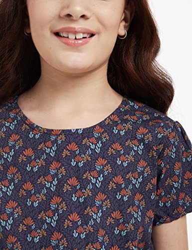 Image of Amazon Brand - Jam & Honey Girl's 100% Soft & Pure Cotton Comfortable and Stylish Printed Woven Dress with Short Sleeves and Belt - Perfect for Every Occasion