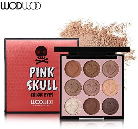 Professional 9 Colors Matte Skull Heart-shaped Eye Makeup Palette Shadow Smoky Shimmer Mineral Waterproof Eye Shadow Kits (#04)