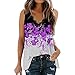 Generic Frauen Sommer ärmellose Schneeflocke bedruckt V-Ausschnitt Spitze Tanktops lässige Weste Tops Damen Unterhemd Blau