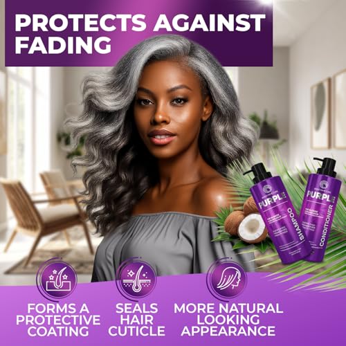 Image of Purple Shampoo and Conditioner Set - Sulfate Free Formula for Women and Men - For Toning and Balancing Brassy, Blonde, Silver and Gray Hair - 14 Fl Oz (Set of 2)