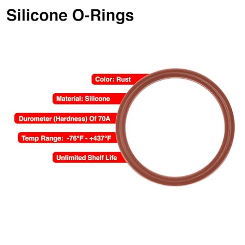 Miniatura 3 de 161 Junta tórica de silicona, durómetro 70A, rojo, 5-12" diámetro interior, 5-1116" OD, 332" ancho (paquete de 5)