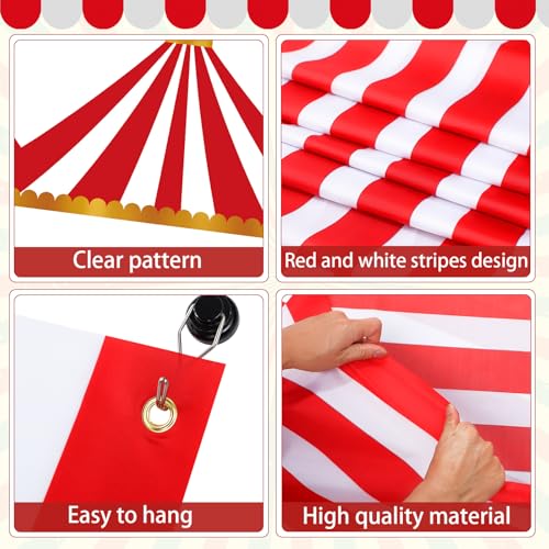 Image of Fanfanwin 4 Pcs Carnival Circus Tent Decorations Carnival Entryway Door Party Decor Awning Hanging Banner Aisle Runners Supply for Circus Theme Birthday Celebration(Striped)