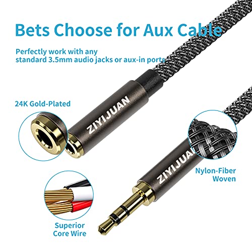 Headphone Extension Cable, 3.5Mm 150Ft/50M Male To Female Stereo Audio Cable Lossless Audio Sound Premium Audio Cord Extension Cable Gold Plated Jack & Strong Nylon(150Ft/50M, Male To Female) #TOP1