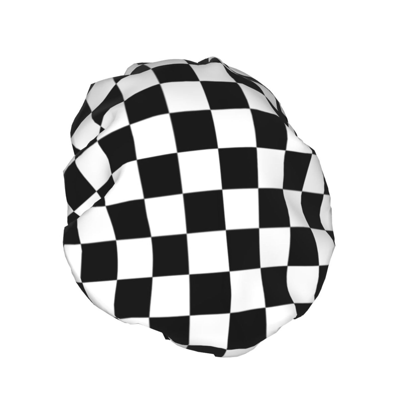 Errtavt Black And White Race Checkered Flag Shower Caps For Women Double Layers Waterproof Hair Cap Funny Reusable Bath Hat