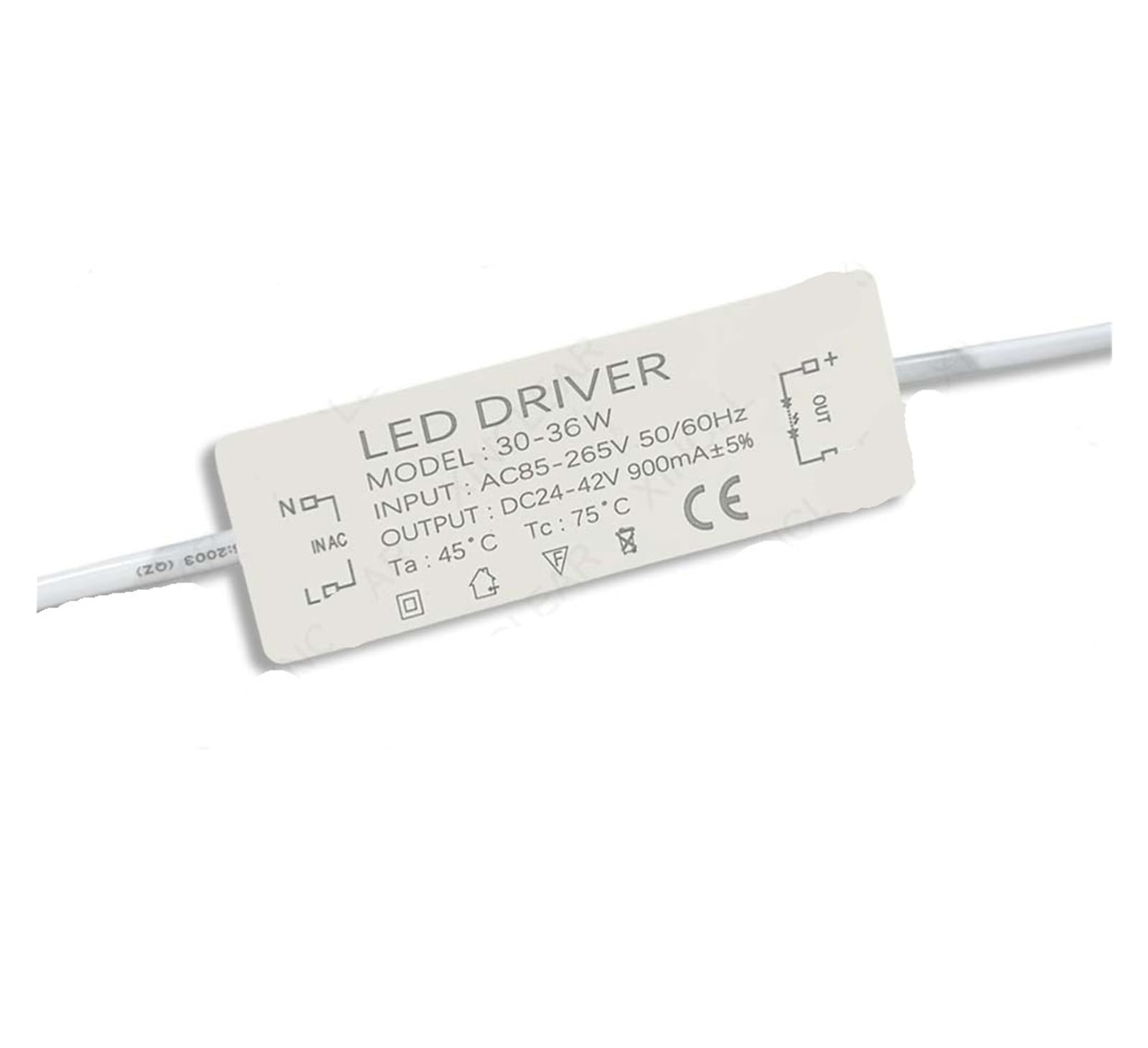 PWANUIGTE LED Driver 300mA 600mA 900mA Power Supply 220V to DC for Lighting 3W 4-7W 8-12W 12-18W 18-25W 25-36W Transformer(36W-900mA-PC)