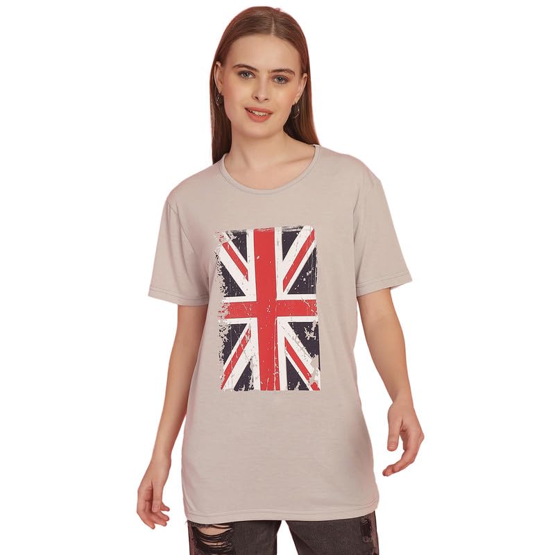 Image of Round Neck Cotton Printed Women Regular Fit Tshirt-P1950
