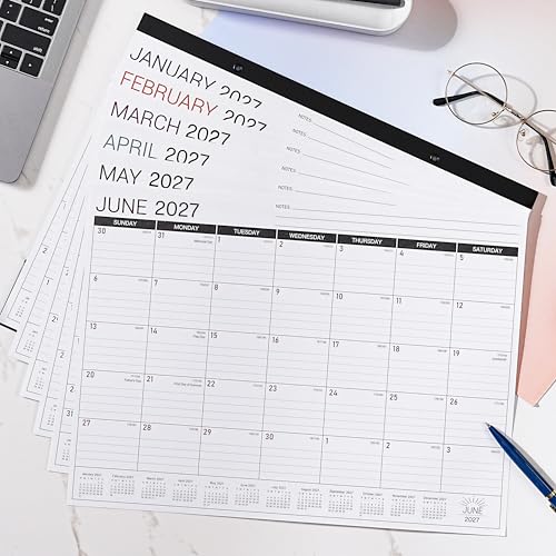Image of 2027 Desk Calendar - Desk Calendar 2027, Jan. - Dec. 2027, 14.6 inch x 11.5 inch | 2027 Calendar 12 Months, Desk Calendars with Corner Protectors, Large Ruled Blocks, Thick Paper, Desktop Calendar for Planner