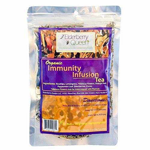 Immunity Infusion Loose Leaf Tea, Pure Natural Herbal Tea Blend with Elderberry, Hibiscus, and Peppermint (2 ounce)