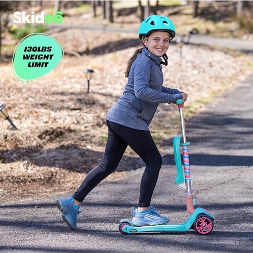 Image of SKIDEE Kick Scooter for Kids Ages 3-5 | Foldable 3 Wheel Scooter with Lean-to-Steer, Adjustable Height, Removable Seat & LED Light Wheels | Toddler Scooter Up to 12 Year Old Boys /Girls