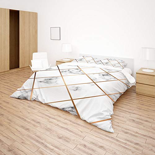 Parure de lit géométrique en polyester avec housse de couette et taies d'oreiller format Double