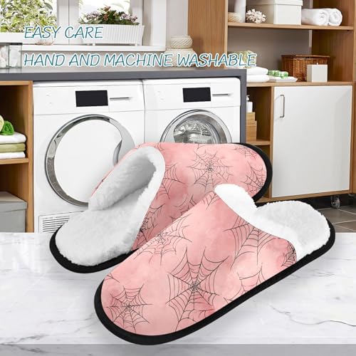 Halloween Spiders Pink Cute Slippers For Women Men Soft Memory Foam Non-Slip Hallowmas Winter Indoor House Shoes Travel Slipper3