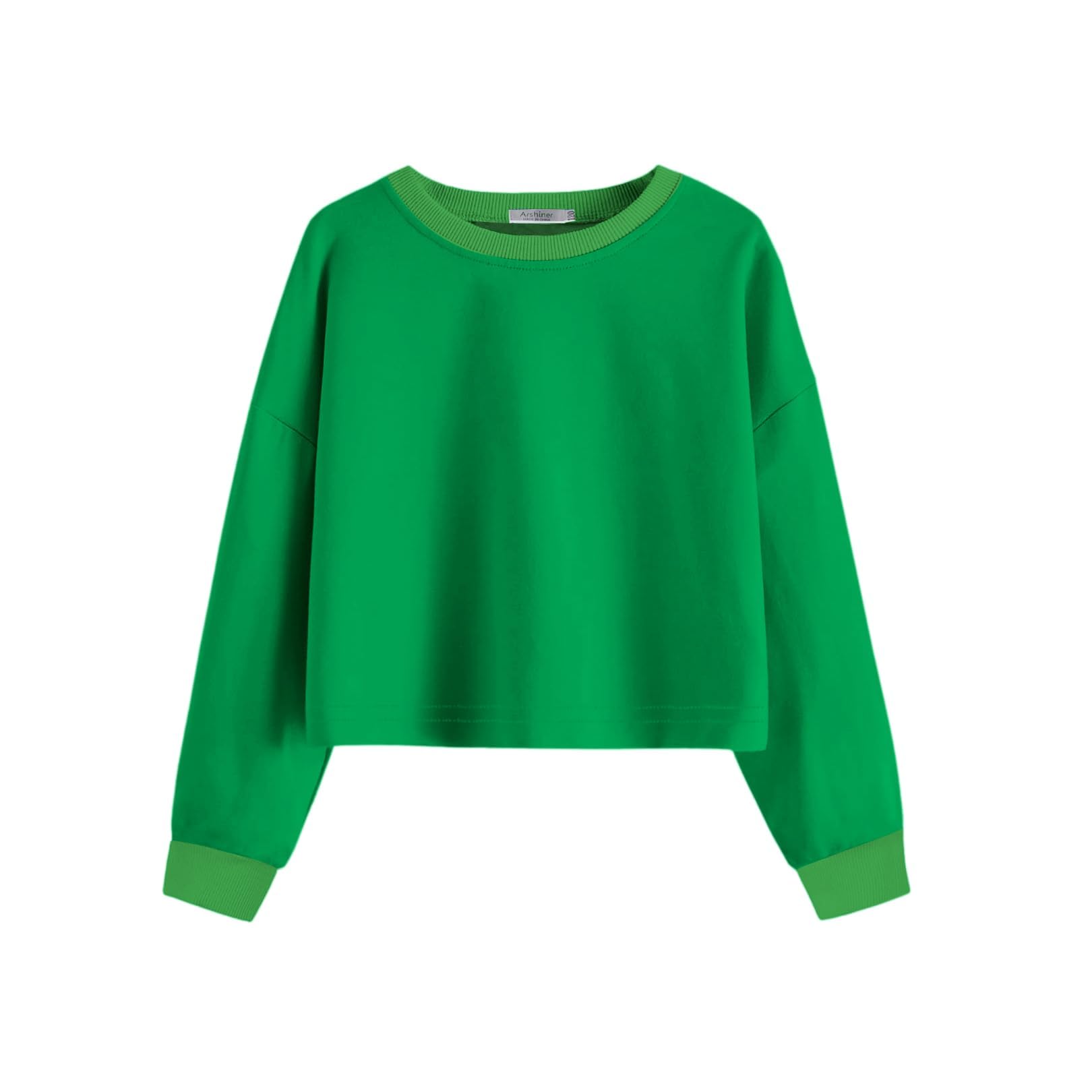 Arshiner Sudadera para niñas de Manga Larga Crop Tops de algodón con Cuello Redondo Tops para niños de 5 a 12 años