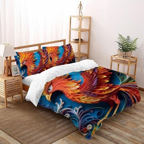 Housse de couette double 200x200 microfibre imprimé phénix - 2