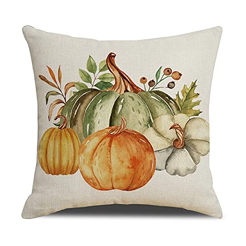 Ameyahud Pumpkin Throw Pillow Covers Autumn Throw Pillow Covers Thanksgiving Throw Pillow Covers Full Flax Cute Throw Pillow Case Set Of 4 (18 X 18) For Sofa Bad Home Decor #TOP4