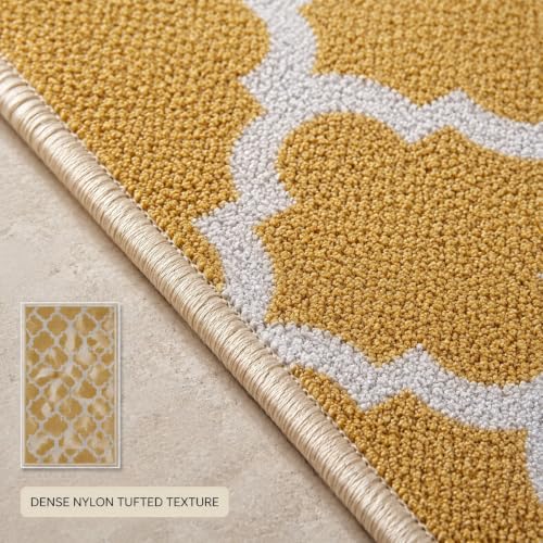 Image of Matz&More Anti Slip Multipurpose Floor Mat, 40x60cm, for Door, Entrance, Bathroom, Bedroom, Kitchen, Office, Trellis Yellow Beige
