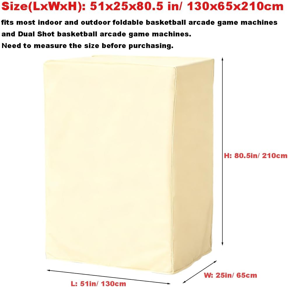 Arcade Basketball Game Cover Waterproof Home Dual Shot Electronic Basketball Arcade Hoop Game Covers for Indoor Outdoor 51x25x80.5in Beige