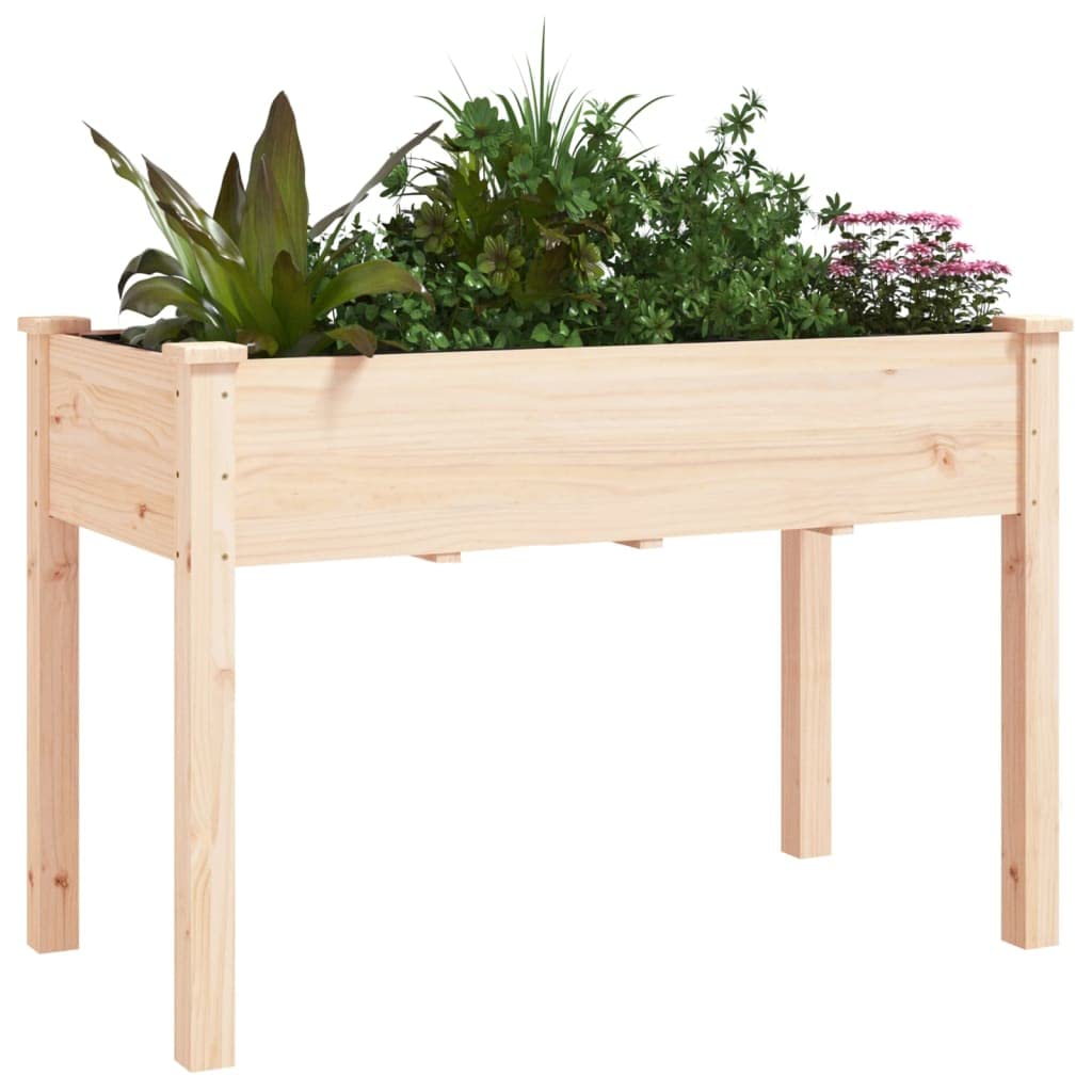 Jardinière avec Doublure en Bois Massif de Sapin 118 x 59 x 76 cm, bac Plante avec Drainage et réserve Eau, Pot Cache pour Balcon terrasse Jardin, Culture Fleurs Herbe aromatique