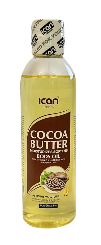 ican London Cocoa Butter Moisturizing Body Oil 250ml, 250 ml (Pack of 1)