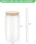 12 Pack Sublimation Coupes en verre Gobelet en verre de bière avec Bamboo Lids Verres Borosilicate Tumbler Mason Jar tasses Mug avec paille de verre pour la bière, Jus, Soda, Café glacé, Boissons 16oz