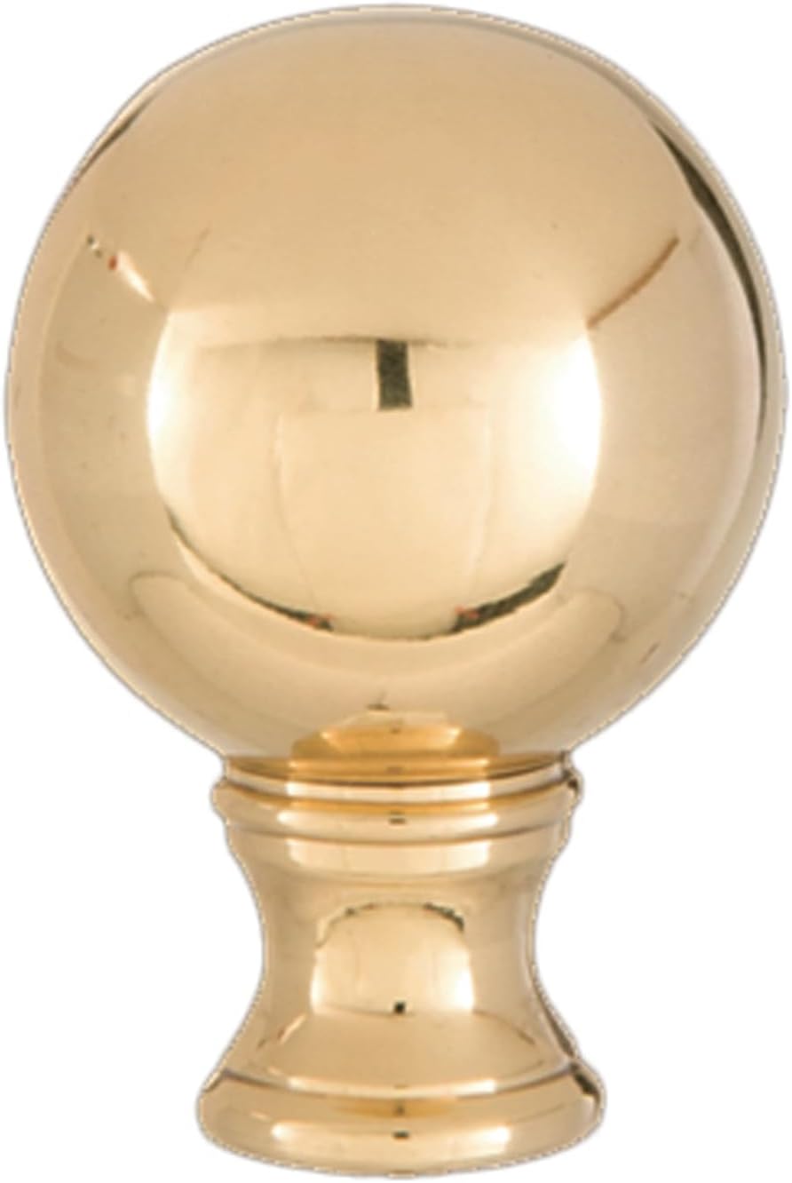B&P Lamp® Smooth Ball Design, 32mm Solid Brass Finial, Brass Finish